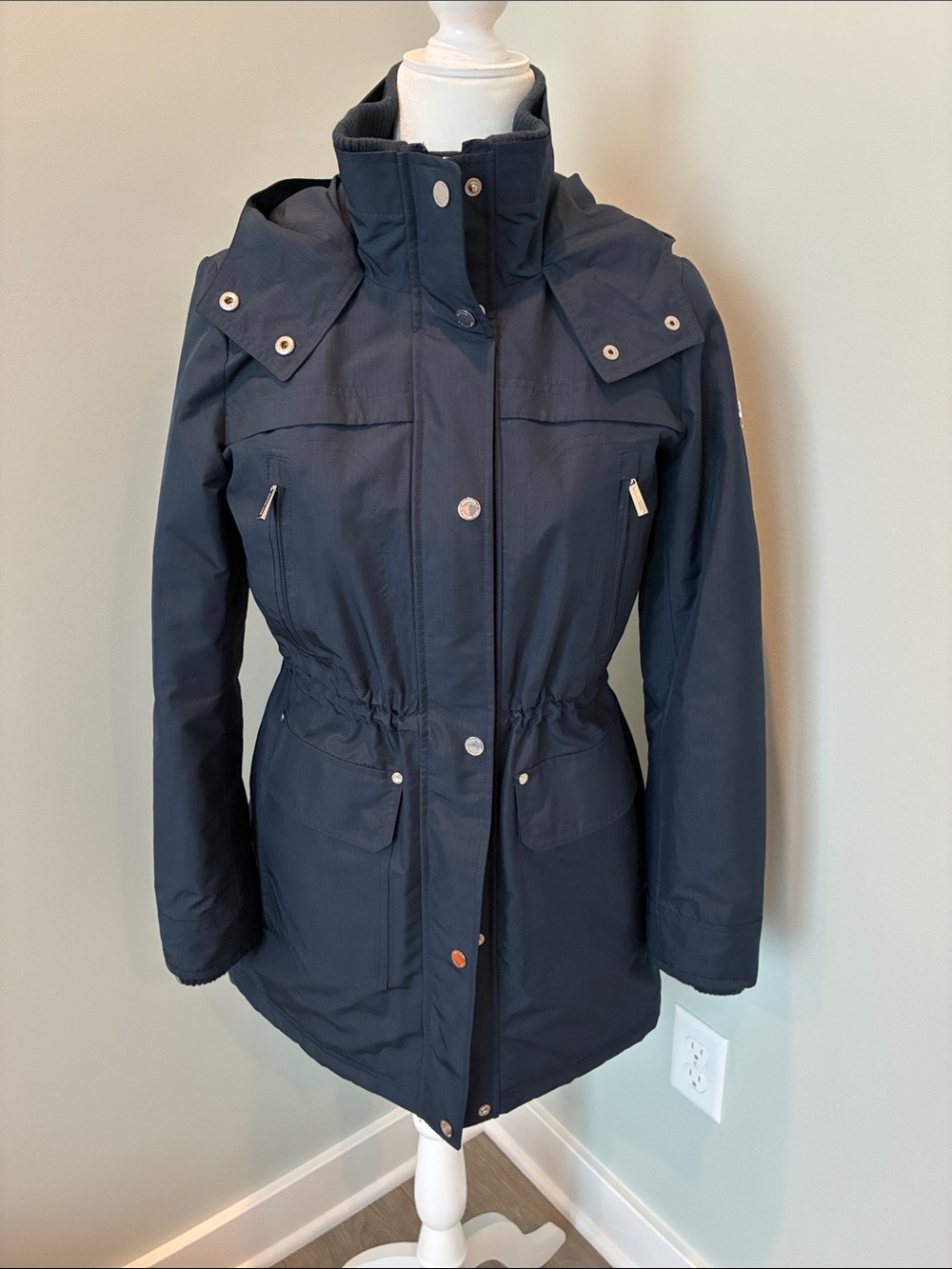 Michael Kors Navy Hooded Utility Anorak Jacket